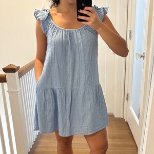 GAP Sky Blue Ruffle Sleeve Mini Dress